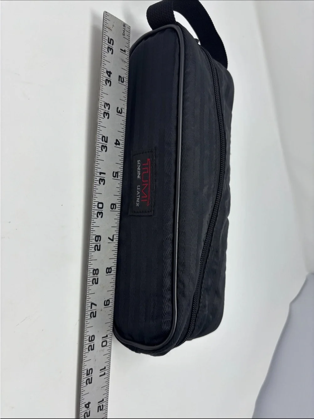 Tumi Black Travel Toiletry Pouch with Red Logo